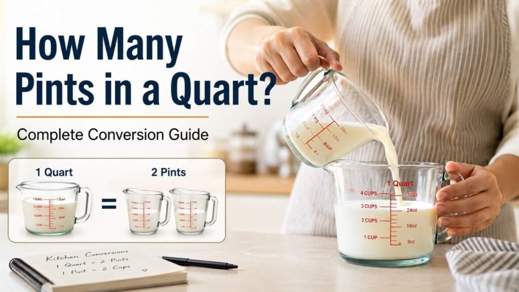 How many pints in a quart? The answer is simple: 1 quart equals 2 pints. This basic quart-to-pint conversion helps you measure liquids accurately when cooking, baking, meal prepping, or following recipes.
