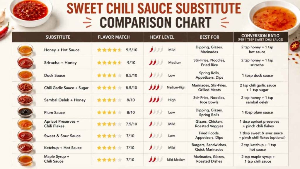 Sweet Chili Sauce Substitute Comparison Chart
