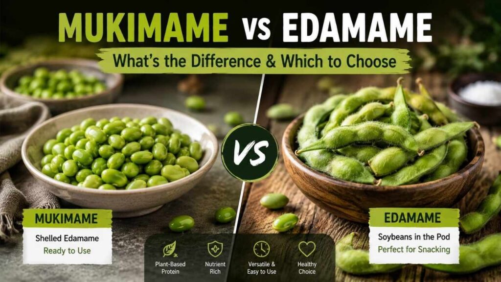 Many people search for mukimame vs edamame because both products look similar, offer impressive nutrition, and come from the same soybean plant.