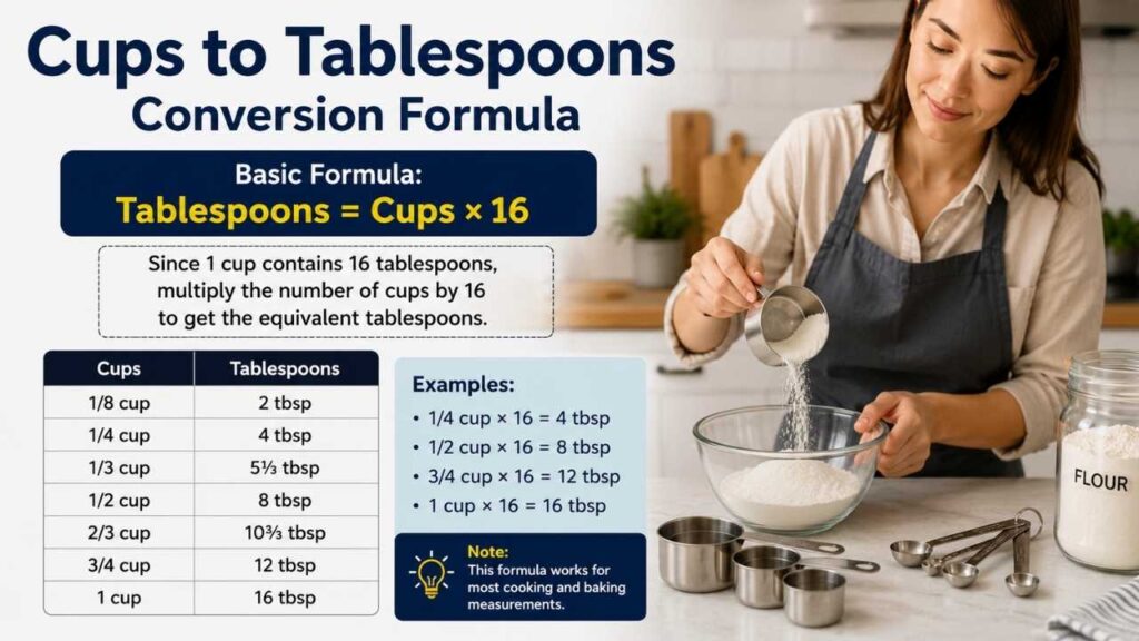 Cups to Tablespoons Conversion Formula