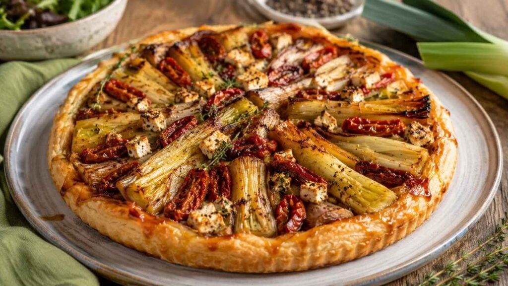 If you're looking for an elegant yet easy dish, this Upside Down Caramelized Leek Tart With Tofu is a recipe worth trying.