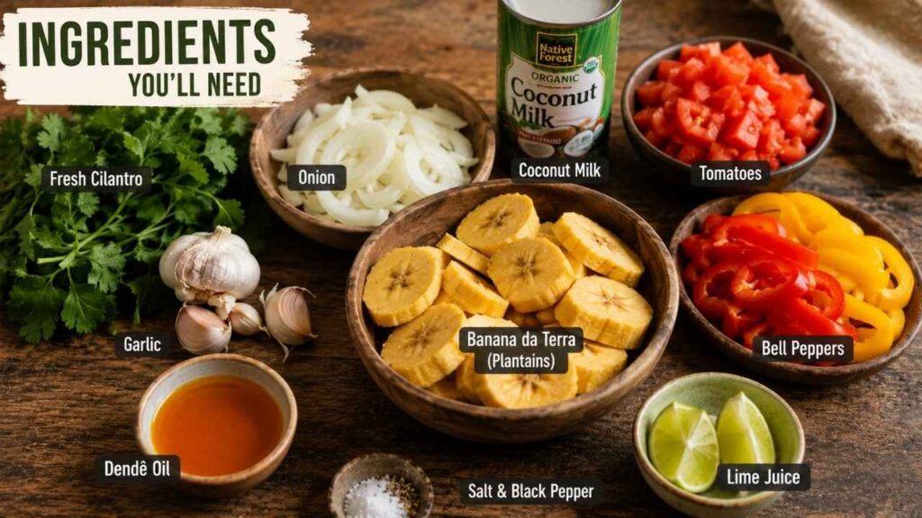 Fresh, simple ingredients are the key to making an authentic Moqueca da Banana da Terra.