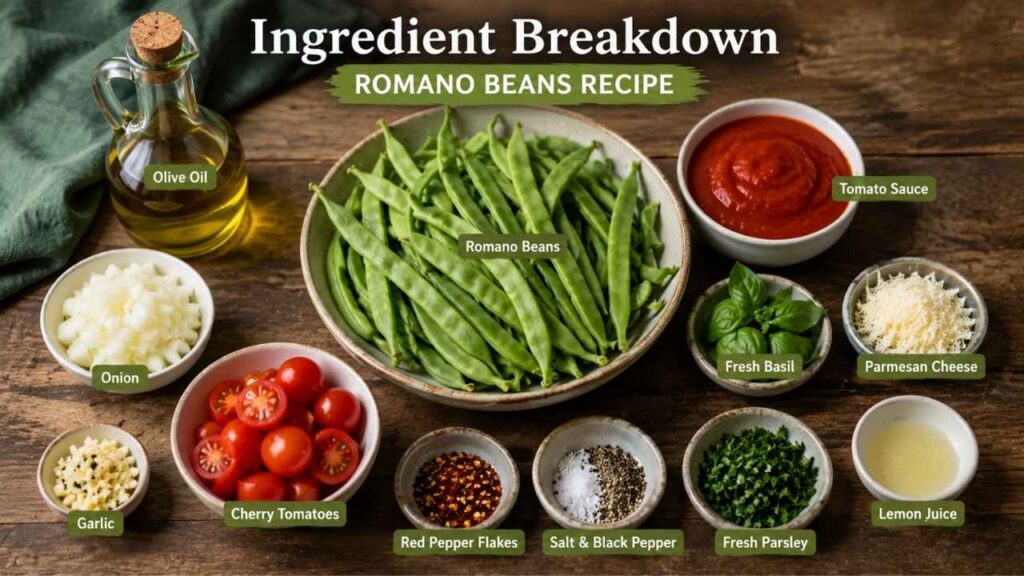 Romano Beans Recipe (Easy Italian Garlic Tomato Romano Beans)
